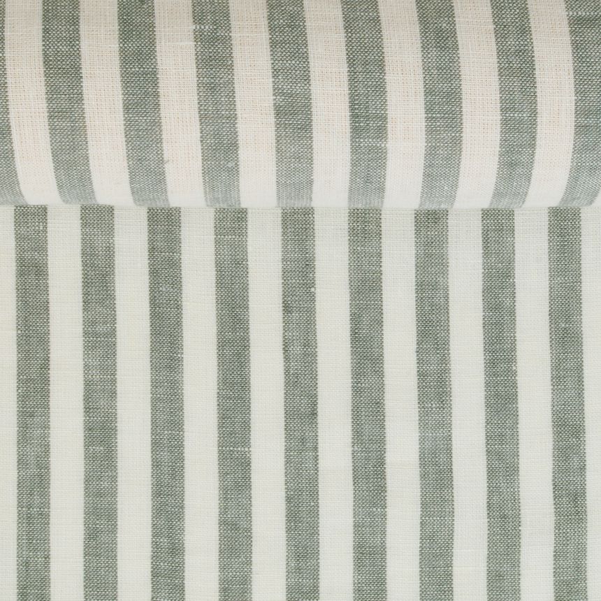 Wide softened linen fabric in stripes, 185 g/m² (Bale)