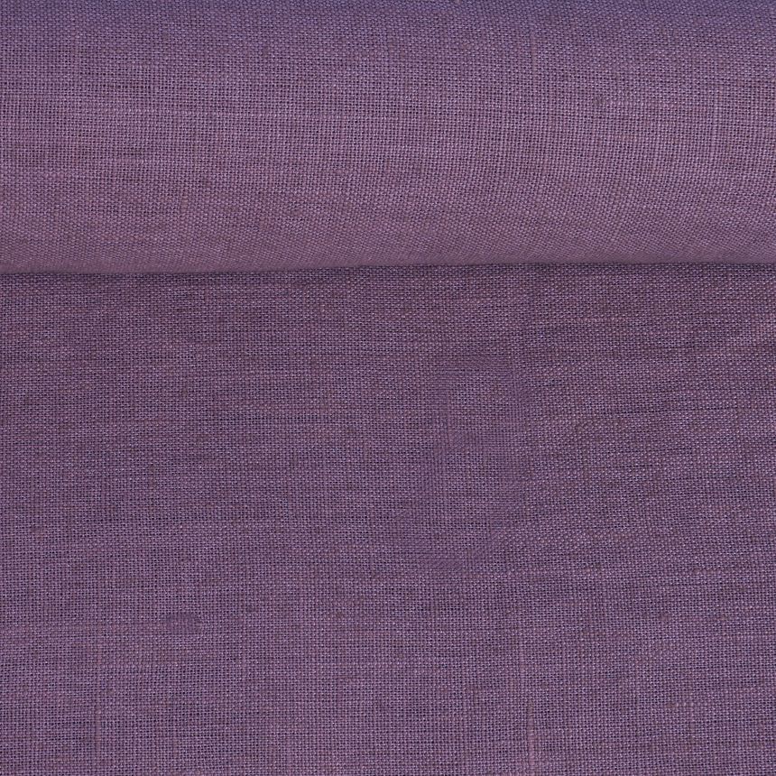 Linen fabric in dark lavender, 230 g/m²