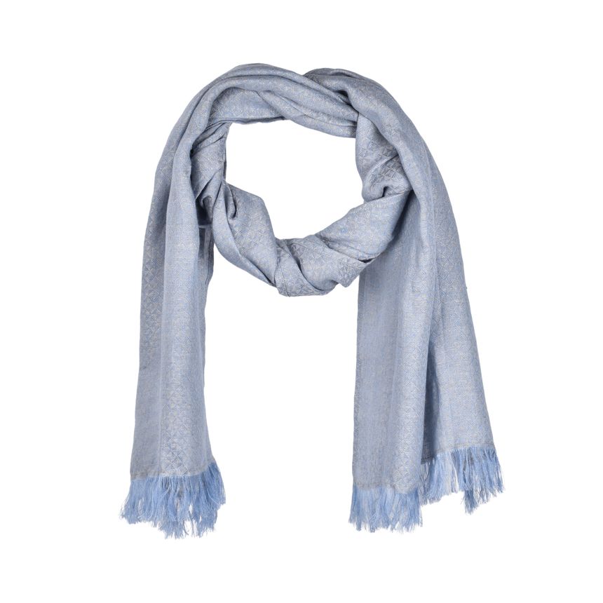 Jacquard linen scarf with fringed edges, 45x200 cm