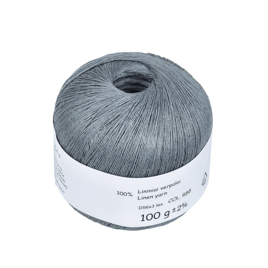 Bluish grey colour linen yarn D56x3 tex, col. R88, 100 g