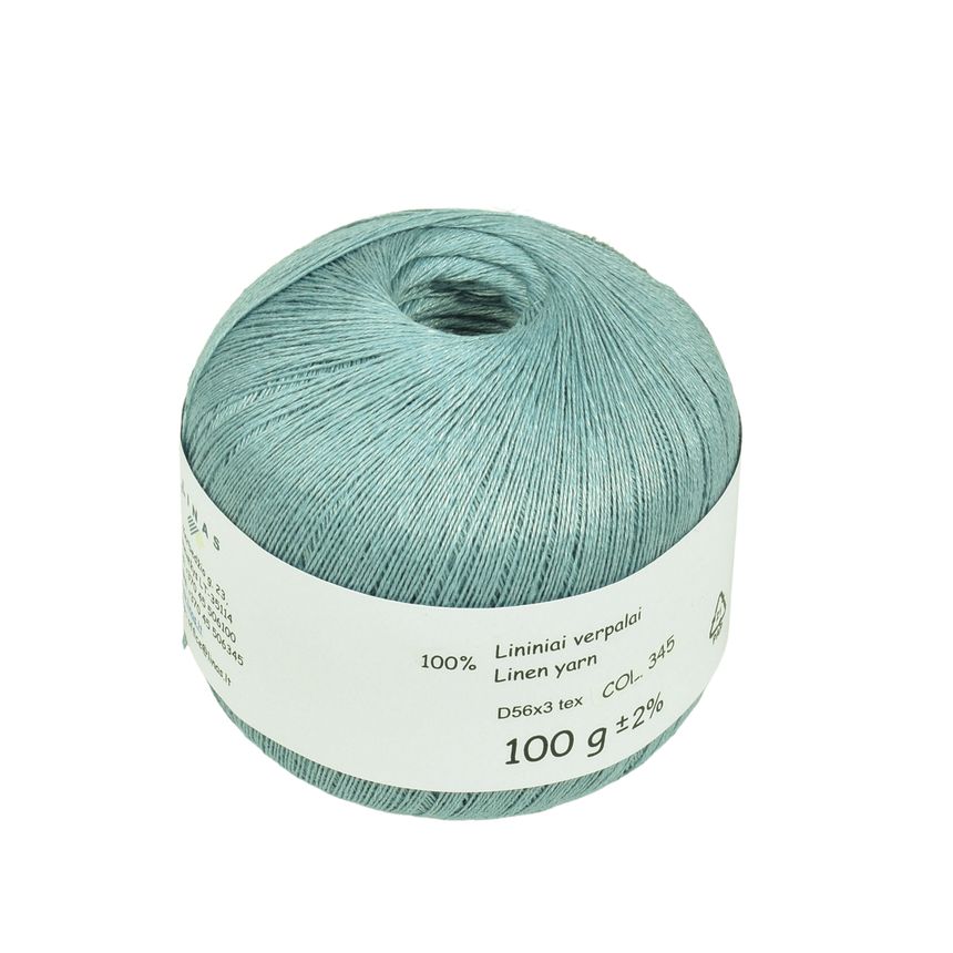 Light turquoise colour linen yarn D56x3 tex, col. 345, 100 g