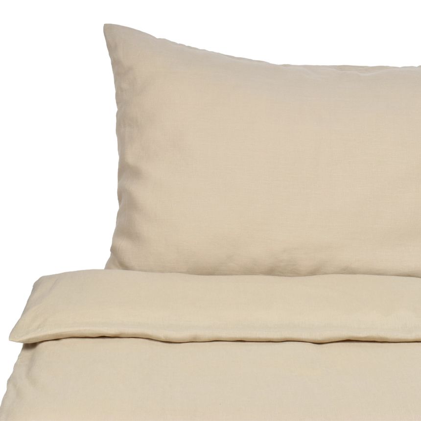 Beige colour softened linen bed set, 200x200 cm; 50x70 - 2