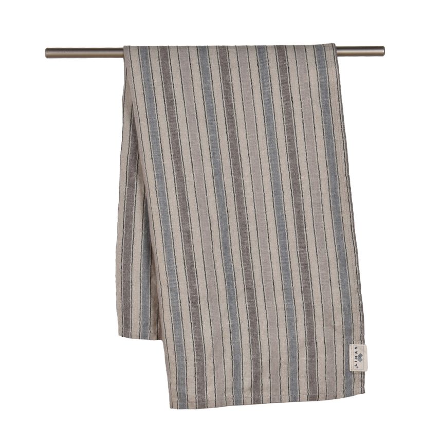 Dryžuotas lininis rankšluostis STRIPE MOOD šviesiai pilkos spalvos