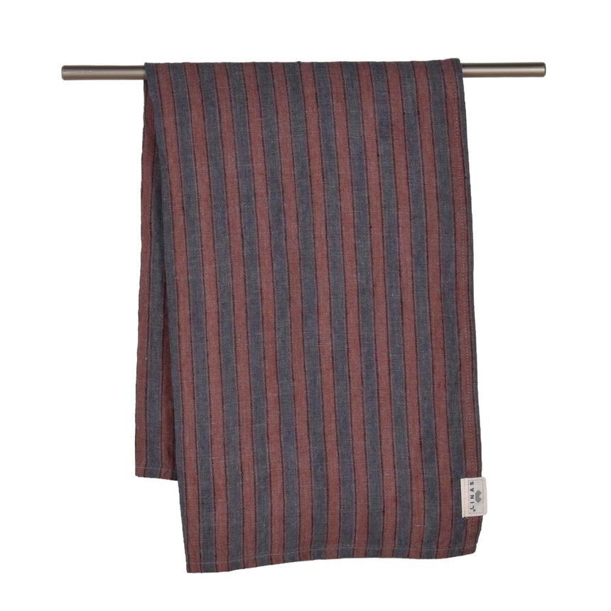 Dryžuotas lininis rankšluostis STRIPE MOOD mėlynos spalvos