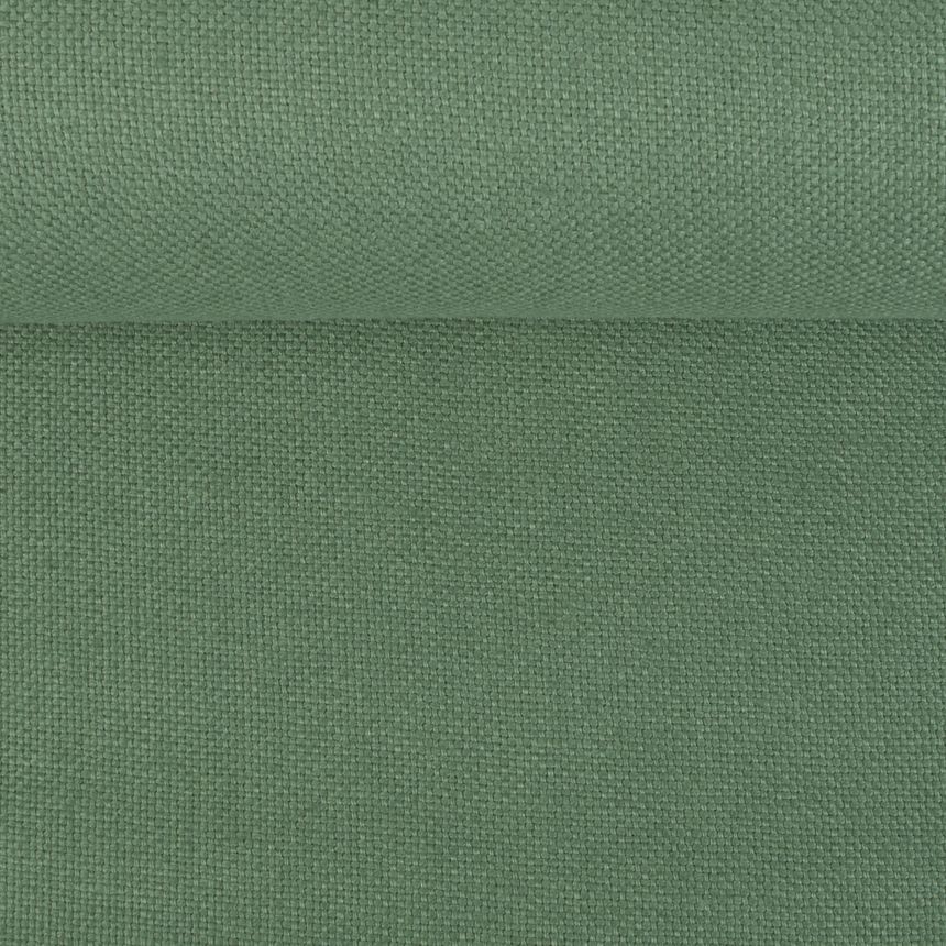 Washed linen fabric in greyish green, 340 g/m²