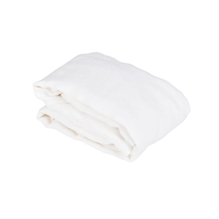 Baltos spalvos skalbta lininė paklodė su guma HERITAGE, keli dydžiai