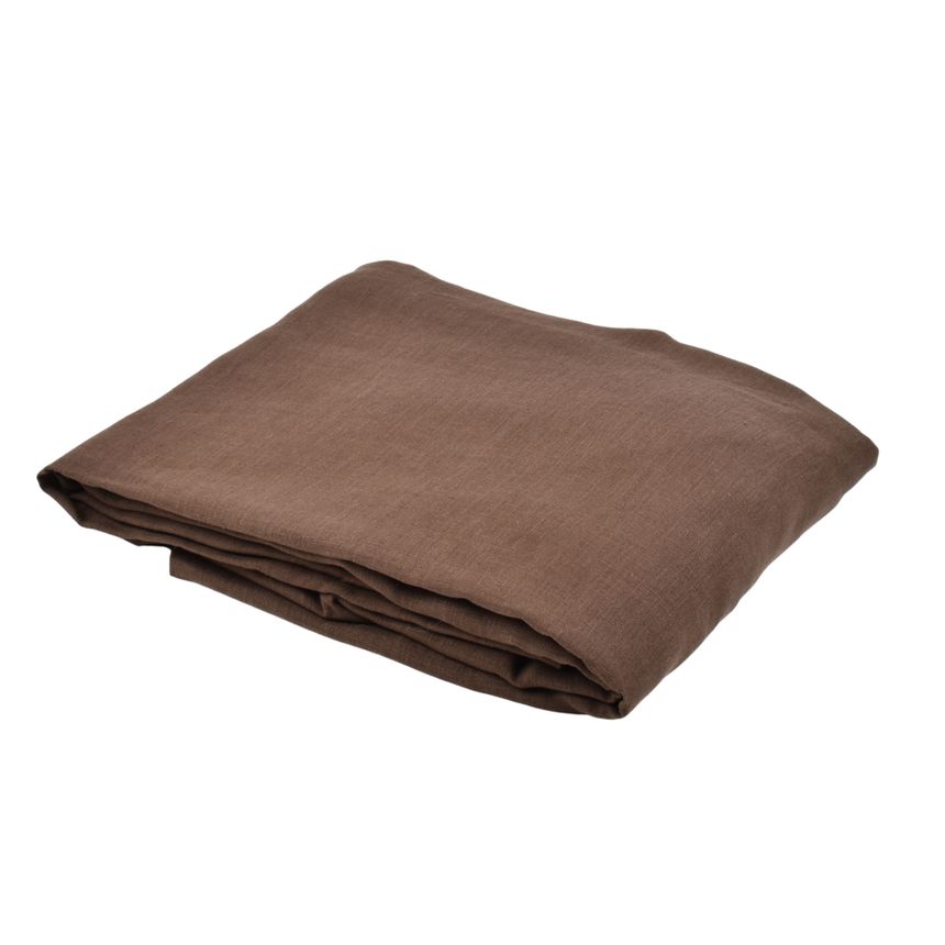 Washed linen fitted sheet in brown colour ELEGANT TOUCH, several sizes