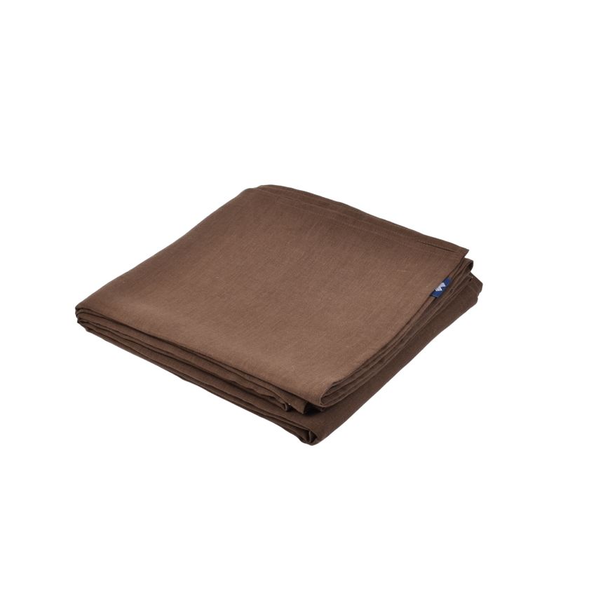 Brown colour washed linen bed sheet ELEGANT TOUCH, 225x240 cm